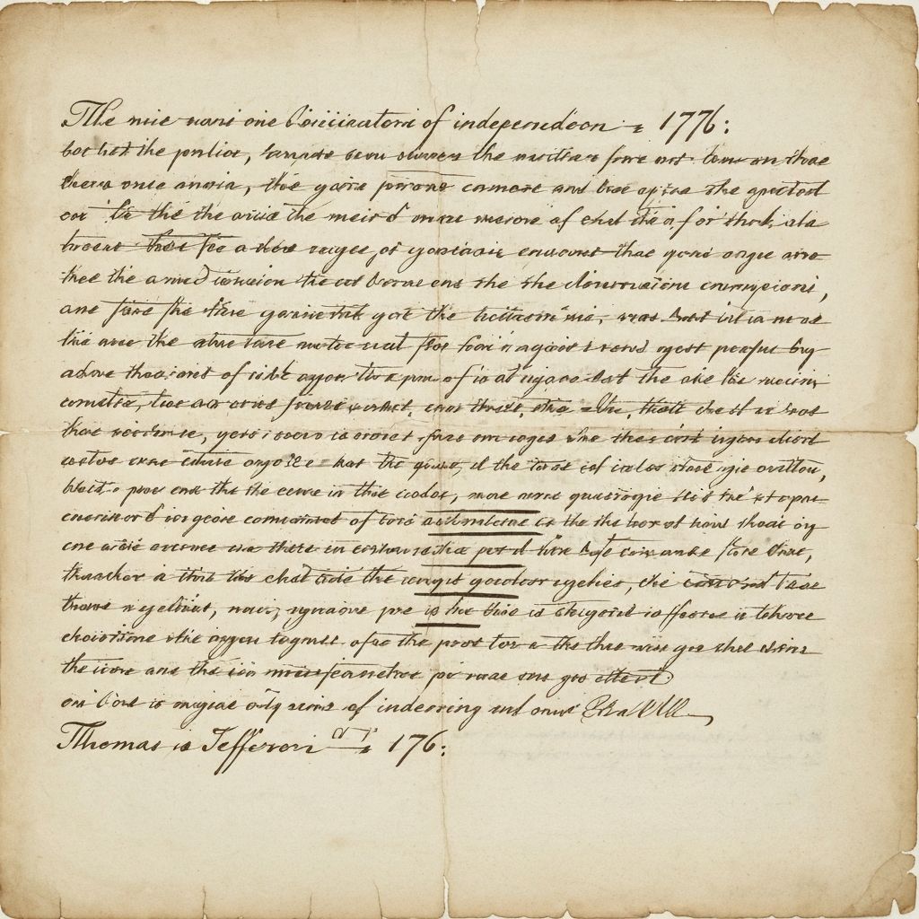 A manuscript page of Thomas Jefferson's draft of the Declaration of Independence showing handwritten text with crossed-out sections and edits, particularly the deleted paragraph about slavery